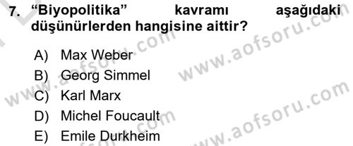 Tüketim Sosyolojisi Dersi 2025 - 2026 Yılı (Final) Dönem Sonu Sınav Soruları 7. Soru