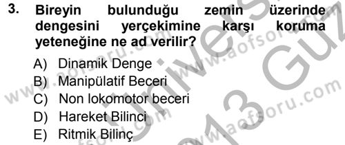 Spor Bilimlerine Giriş Dersi Ara Sınavı Deneme Sınav Soruları 3. Soru