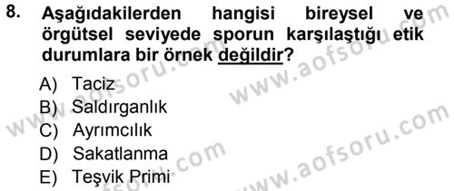 Spor Bilimlerine Giriş Dersi 2012 - 2013 Yılı (Vize) Ara Sınavı 8. Soru