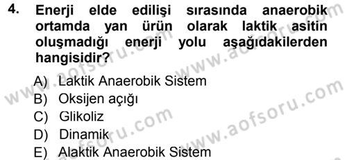 Spor Bilimlerine Giriş Dersi 2012 - 2013 Yılı (Final) Dönem Sonu Sınav Soruları 4. Soru