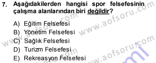 Spor Bilimlerine Giriş Dersi Ara Sınavı Deneme Sınav Soruları 7. Soru