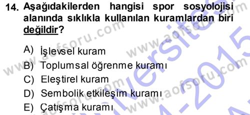 Spor Bilimlerine Giriş Dersi Ara Sınavı Deneme Sınav Soruları 14. Soru