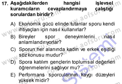 Spor Bilimlerine Giriş Dersi Ara Sınavı Deneme Sınav Soruları 17. Soru