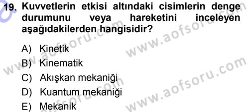 Spor Bilimlerine Giriş Dersi 2014 - 2015 Yılı (Vize) Ara Sınav Soruları 19. Soru