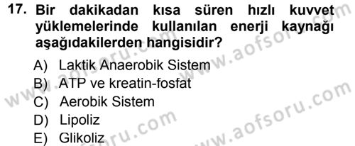 Spor Bilimlerine Giriş Dersi 2014 - 2015 Yılı (Final) Dönem Sonu Sınav Soruları 17. Soru