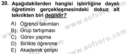 Spor Bilimlerine Giriş Dersi 2014 - 2015 Yılı (Final) Dönem Sonu Sınav Soruları 20. Soru