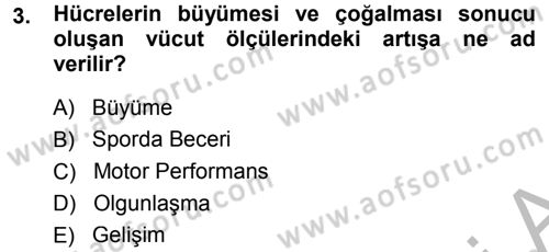 Spor Bilimlerine Giriş Dersi 2014 - 2015 Yılı (Final) Dönem Sonu Sınav Soruları 3. Soru