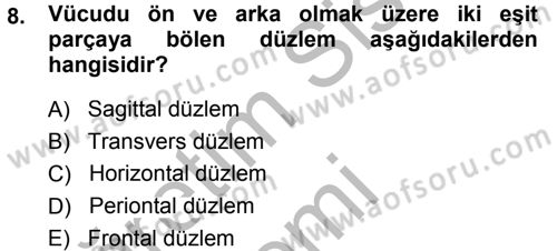 Spor Bilimlerine Giriş Dersi 2014 - 2015 Yılı (Final) Dönem Sonu Sınavı 8. Soru