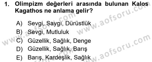 Spor Bilimlerine Giriş Dersi 2015 - 2016 Yılı (Vize) Ara Sınav Soruları 1. Soru