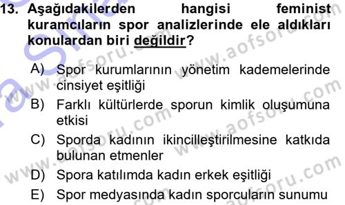 Spor Bilimlerine Giriş Dersi Ara Sınavı Deneme Sınav Soruları 13. Soru