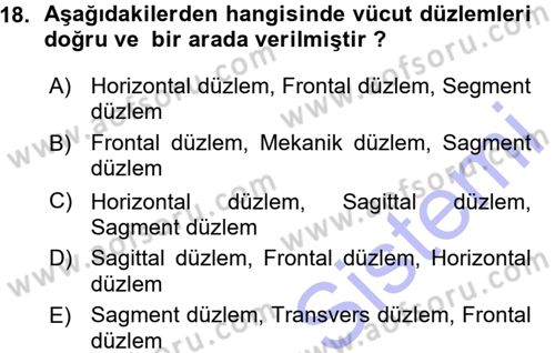 Spor Bilimlerine Giriş Dersi Ara Sınavı Deneme Sınav Soruları 18. Soru
