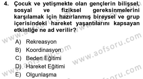 Spor Bilimlerine Giriş Dersi Ara Sınavı Deneme Sınav Soruları 4. Soru