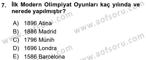 Spor Bilimlerine Giriş Dersi 2015 - 2016 Yılı (Vize) Ara Sınav Soruları 7. Soru