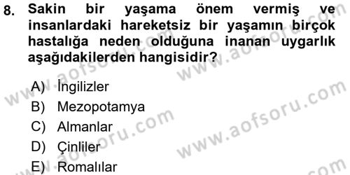 Spor Bilimlerine Giriş Dersi Ara Sınavı Deneme Sınav Soruları 8. Soru