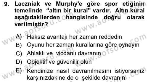 Spor Bilimlerine Giriş Dersi Ara Sınavı Deneme Sınav Soruları 9. Soru