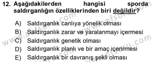 Spor Bilimlerine Giriş Dersi 2015 - 2016 Yılı (Final) Dönem Sonu Sınav Soruları 12. Soru