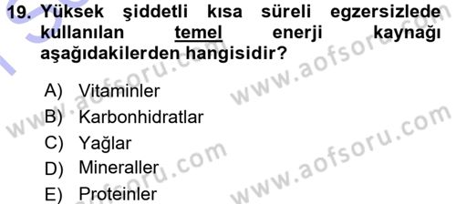 Spor Bilimlerine Giriş Dersi 2015 - 2016 Yılı (Final) Dönem Sonu Sınav Soruları 19. Soru