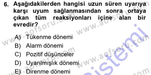 Spor Bilimlerine Giriş Dersi 2015 - 2016 Yılı (Final) Dönem Sonu Sınav Soruları 6. Soru