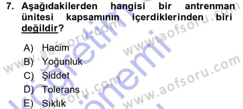 Spor Bilimlerine Giriş Dersi 2015 - 2016 Yılı (Final) Dönem Sonu Sınav Soruları 7. Soru