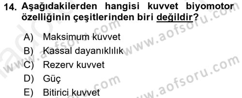 Spor Bilimlerine Giriş Dersi 2015 - 2016 Yılı Tek Ders Sınav Soruları 14. Soru