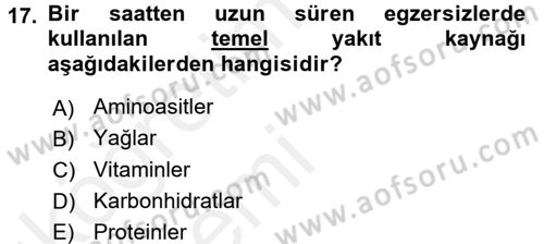 Spor Bilimlerine Giriş Dersi 2015 - 2016 Yılı Tek Ders Sınav Soruları 17. Soru