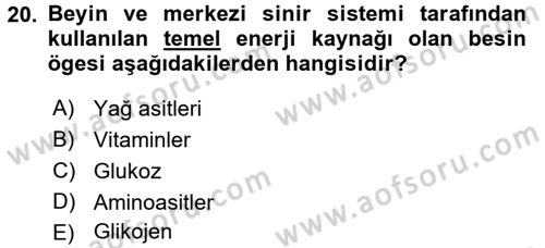 Spor Bilimlerine Giriş Dersi 2015 - 2016 Yılı Tek Ders Sınavı 20. Soru