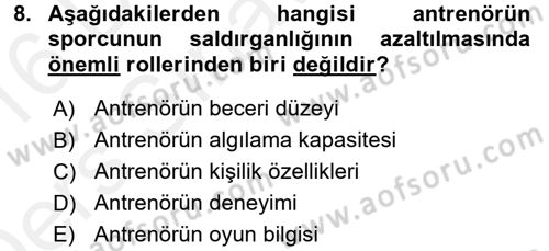 Spor Bilimlerine Giriş Dersi 2015 - 2016 Yılı Tek Ders Sınav Soruları 8. Soru