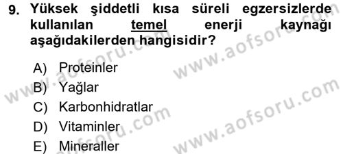 Spor Bilimlerine Giriş Dersi 2015 - 2016 Yılı Tek Ders Sınav Soruları 9. Soru