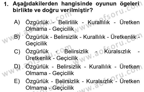 Spor Bilimlerine Giriş Dersi 2016 - 2017 Yılı (Vize) Ara Sınav Soruları 1. Soru