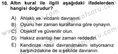 Spor Bilimlerine Giriş Dersi 2016 - 2017 Yılı (Vize) Ara Sınav Soruları 10. Soru