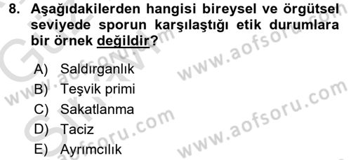 Spor Bilimlerine Giriş Dersi Ara Sınavı Deneme Sınav Soruları 8. Soru