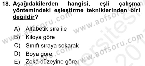 Spor Bilimlerine Giriş Dersi 2016 - 2017 Yılı (Final) Dönem Sonu Sınav Soruları 18. Soru