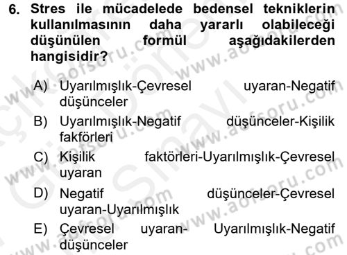 Spor Bilimlerine Giriş Dersi 2016 - 2017 Yılı (Final) Dönem Sonu Sınav Soruları 6. Soru