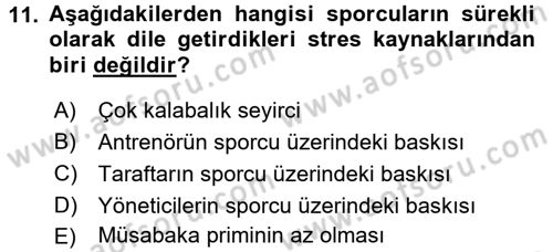 Spor Bilimlerine Giriş Dersi 2017 - 2018 Yılı 3 Ders Sınav Soruları 11. Soru