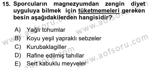 Spor Bilimlerine Giriş Dersi 2017 - 2018 Yılı 3 Ders Sınav Soruları 15. Soru