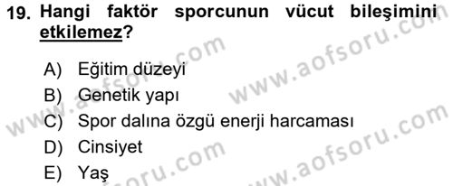 Spor Bilimlerine Giriş Dersi 2017 - 2018 Yılı 3 Ders Sınav Soruları 19. Soru