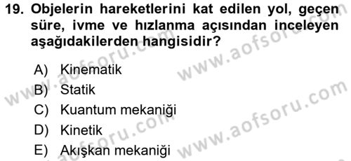 Spor Bilimlerine Giriş Dersi Ara Sınavı Deneme Sınav Soruları 19. Soru