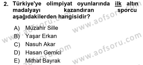 Spor Bilimlerine Giriş Dersi 2017 - 2018 Yılı (Vize) Ara Sınav Soruları 2. Soru