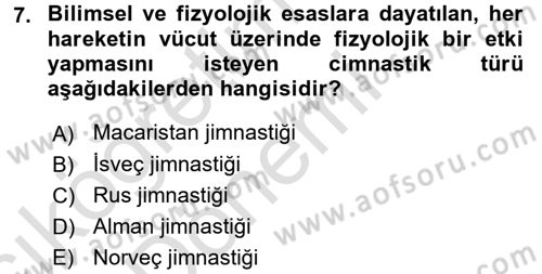 Spor Bilimlerine Giriş Dersi Ara Sınavı Deneme Sınav Soruları 7. Soru