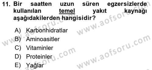 Spor Bilimlerine Giriş Dersi 2017 - 2018 Yılı (Final) Dönem Sonu Sınav Soruları 11. Soru