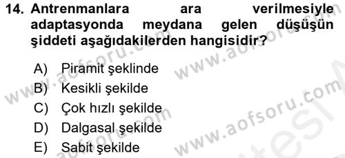 Spor Bilimlerine Giriş Dersi 2017 - 2018 Yılı (Final) Dönem Sonu Sınav Soruları 14. Soru