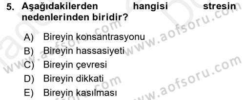 Spor Bilimlerine Giriş Dersi 2017 - 2018 Yılı (Final) Dönem Sonu Sınav Soruları 5. Soru