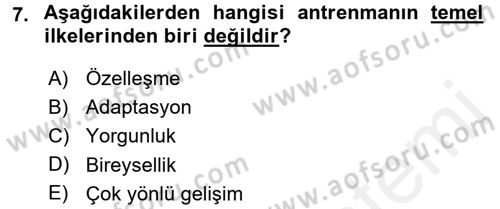 Spor Bilimlerine Giriş Dersi 2017 - 2018 Yılı (Final) Dönem Sonu Sınav Soruları 7. Soru