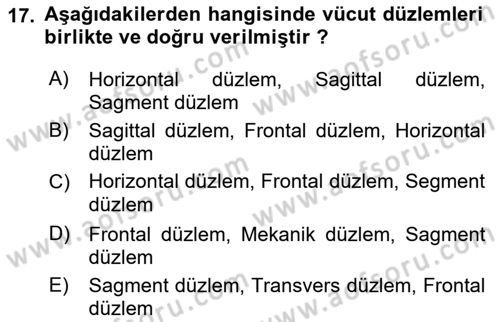 Spor Bilimlerine Giriş Dersi Ara Sınavı Deneme Sınav Soruları 17. Soru