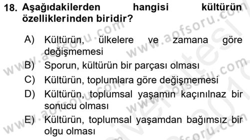Spor Bilimlerine Giriş Dersi Ara Sınavı Deneme Sınav Soruları 18. Soru