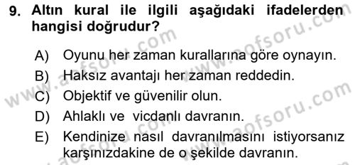 Spor Bilimlerine Giriş Dersi Ara Sınavı Deneme Sınav Soruları 9. Soru