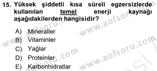 Spor Bilimlerine Giriş Dersi 2018 - 2019 Yılı (Final) Dönem Sonu Sınav Soruları 15. Soru