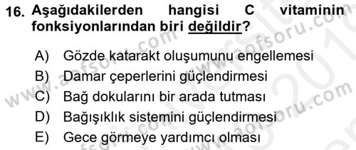 Spor Bilimlerine Giriş Dersi 2018 - 2019 Yılı (Final) Dönem Sonu Sınav Soruları 16. Soru