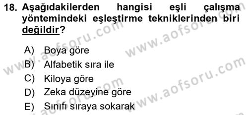 Spor Bilimlerine Giriş Dersi 2018 - 2019 Yılı (Final) Dönem Sonu Sınav Soruları 18. Soru
