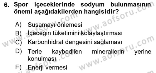 Spor Bilimlerine Giriş Dersi 2018 - 2019 Yılı (Final) Dönem Sonu Sınav Soruları 6. Soru